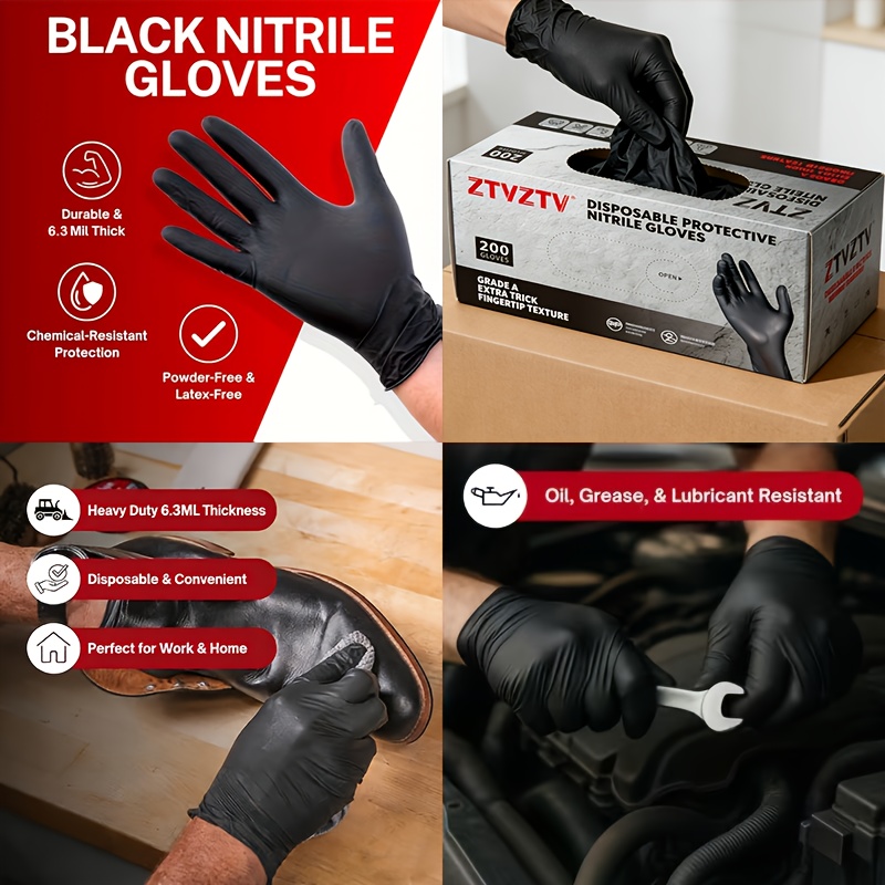 200 pieces per pack, black dis - Rubber Glove Cleaning review and price