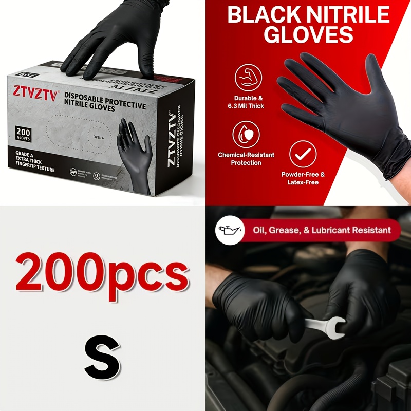 200 pieces per pack, black dis - Rubber Glove Cleaning review and price